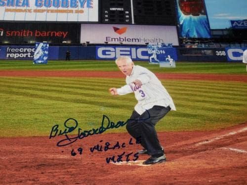 Bud Harrelson İmzalı 8x10 Renkli Fotoğraf (çerçeveli ve Keçeleşmiş) - New York Mets! - İmzalı MLB Fotoğrafları