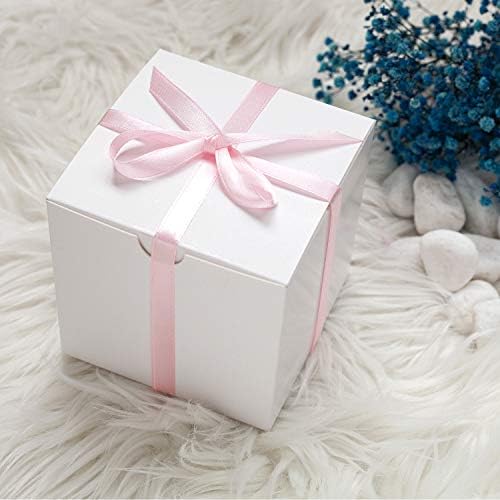 GEFTOL Küçük Beyaz Hediye Kutusu 50 Paket 4 x 4 x 4 inç Katlama Kutusu Kolay Montajlı Kağıt Hediye Kutusu Gelin Doğum Günü