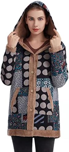 Kadın Baskılı Ceket Ceket Kadınlar için Sıcak Hoodie Ceket Uzun Kollu Düğmeler Ceket Artı Boyutu Zarif Yumuşak Ve Sıcak Kazak
