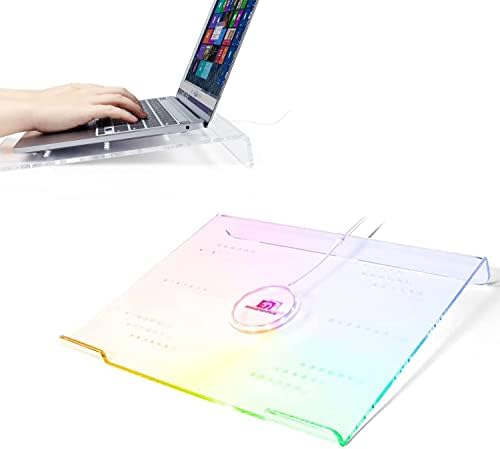 SELORSS Akrilik RGB laptop standı ile USB şarj aleti, Masa Oyun dizüstü bilgisayar tutucu Delikleri ile İstikrarlı Taban
