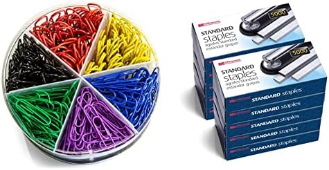 Officemate PVC İçermeyen Renkli Kaplamalı Ataçlar, Küvet Başına 450 Ofis Kağıdı Kelepçesi (97229) ve Standart Zımbalar ,