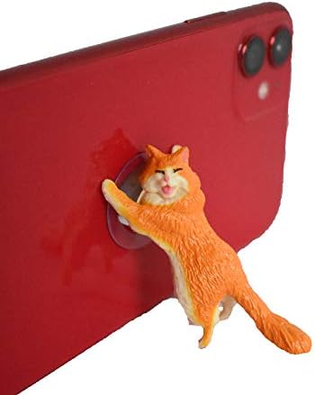 YENİLİK DEVİ WWW.NOVELTYGIANT.COM Sevimli Yavru kedi cep telefonu Reçine Vantuz Tutucu Standı (Turuncu)