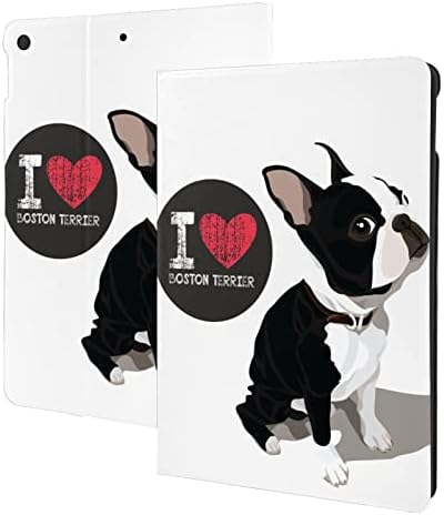 Ben Aşk Boston Terrier Köpek ipad kılıfı 10.2 İnç,İpad 7th / 8th / 9th Nesil Kılıf Premium Pu deri stant kılıfı Kılıf,Otomatik