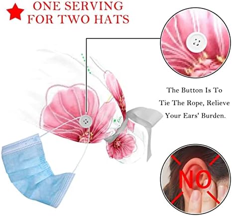 2 Adet Kabarık Kap Düğmesi At Kuyruğu Kılıfı, Pamuk Çalışma Şapka Ter Bandı, Ayarlanabilir Cerrahi Kapaklar Çiçek