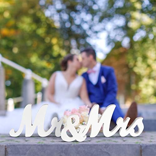 IDEALHOUSE Mr ve Mrs ahşap işareti, zarif büyük boy Mr & Mrs ahşap harfler Düğün sevgilisi masa süslemeleri, fotoğraf sahne,