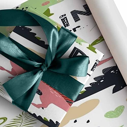 InterestPrint Güzel Dinozor Hediye Ambalaj Kağıdı Rulo Noel Retro Hediye Ambalaj Kağıdı Tatil Parti Hediye 5 Parça