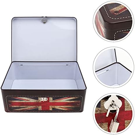 BESTOYARD Metal hazine sandığı Kutusu Vintage İngiltere Bayrağı Desen kilitli saklama dolabı Takı Hatıra Kutusu Kolye Bilezik