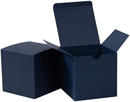 NIGNYA Hediye Kutuları Lacivert, 4x4x4 Küçük kağit kutu 50 ADET, Kraft kağit kapaklı kutu Süsler, Nedime Önerisi, Fırın Kurabiye