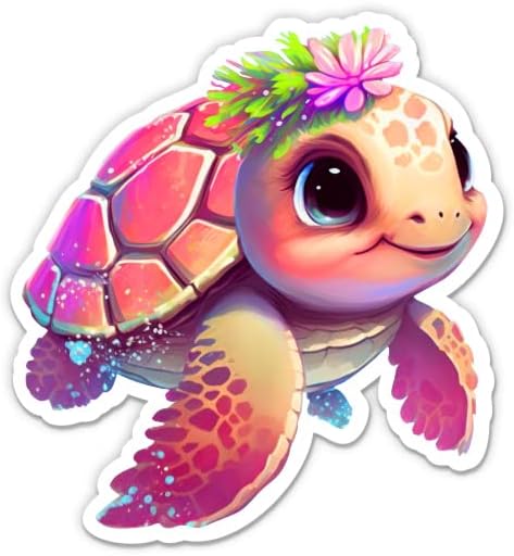 Sevimli Kaplumbağa Sticker-3 laptop etiketi - Su Geçirmez Vinil Araba, Telefon, Su Şişesi-Deniz Kaplumbağası Çıkartması