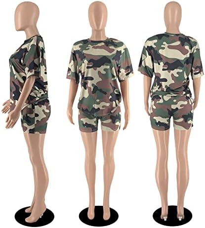 Ophestın Camo Baskı 2 Parça Kıyafetler Tulum Spor 2 ADET Setleri Kamuflaj T Shirt kısa pantolon seti Joggers Eşofman Tulumlar