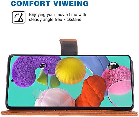 Telefon Kılıfı için Samsung Galaxy A51 2020 Folio Flip Cüzdan Kılıf, PU Deri Kredi kartı tutucu Yuvaları Ağır Tam Vücut Koruma