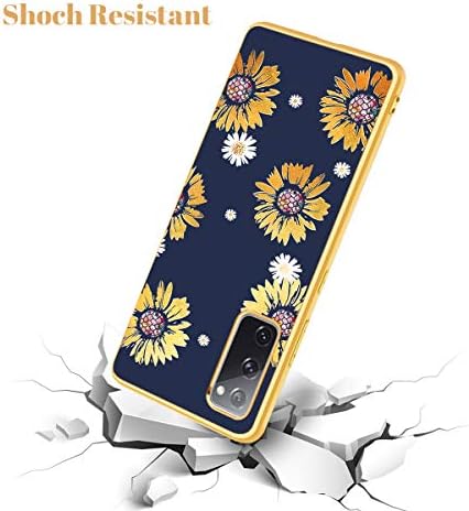 Samsung S20 FE durumda,Galaxy S20 FE durumda,Casewind Gilitter Parlak Çiçek Ayçiçeği Slim Fit PC Yumuşak TPU tampon çizilmez