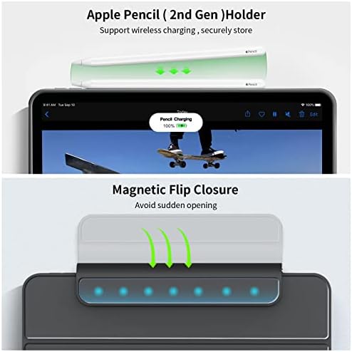 KenKe Manyetik Kılıf için iPad Pro 11 inç 2021 (3. Nesil) / 2020 (2. Nesil), Dönen Çıkarılabilir Kılıf, Anti-Parmak izi,