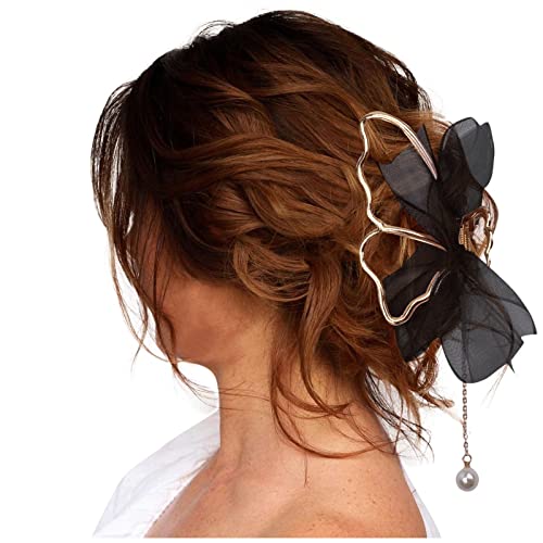 Kelebek Saç Pençeleri Klipleri Yay Şerit İnci Kolye Püskül Metal Zarif saç aksesuarları Klip saç tokası Arkasındaki Kafa