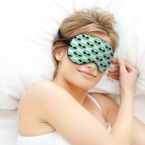 Yeşil Uzaylı uyku körü körüne maskesi sevimli göz bandı Komik Gece Kapağı Kadınlar Erkekler için Ayarlanabilir Kayış ile