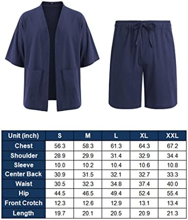 COOFANDY erkek Keten setleri 2 Parça Plaj Kıyafetleri Açık Ön Kimono Hırka Ceket Kısa Setleri