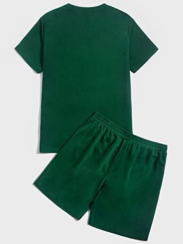 FİOXA İki Parçalı Kıyafetler Erkekler için Mektup Grafik Tee ve Parça şort takımı (Renk: Yeşil, Boyut: Orta)