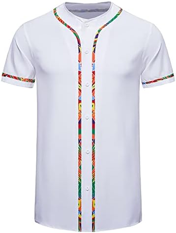 WENKOMG1 Kısa Kollu Tee Gömlek Erkekler için Bahar yazlık gömlek Gevşek Gömlek Afrika Baskı Rahat Açık Kazak L0324
