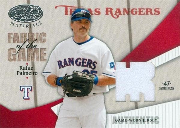Rafael Palmeiro oyuncu yıpranmış forması yama beyzbol kartı (Texas Rangers) 2004 Yaprak Sertifikalı Malzemeler FG185 LE