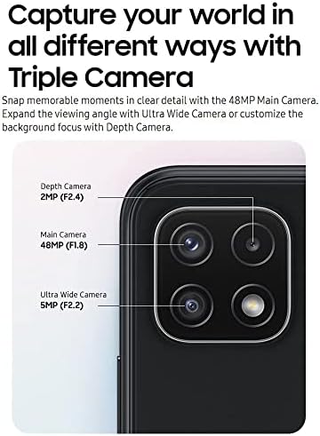 SAMSUNG Galaxy A22 5G (128GB, 4GB) 6.6 90Hz, Android 11, 48MP Üçlü Kamera, Çift SIM 4G Volte Kilidi (Yalnızca ABD + Global,