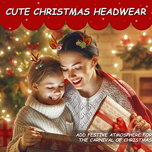 TailaiMei Ren Geyiği Saç Klipleri, 2 Pairs Noel Boynuzları Kulaklar Saç Pins ile Glitter Noel ağacı ve Santa, sevimli Noel