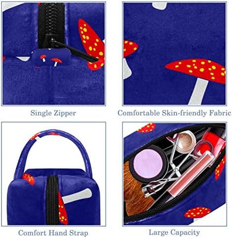 Kadınlar için TBOUOBT Kozmetik Çantası, Makyaj Çantaları Ferah Tuvalet Kılıfı Seyahat Hediye, mantar mavi kırmızı