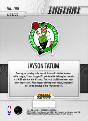 Jayson Tatum Boston Celtics Fanatikleri Özel Paralel Panini Anında Tatum, Baskın Galibiyette 51 Puan Aldı Tek İşlem Kartı-Sınırlı