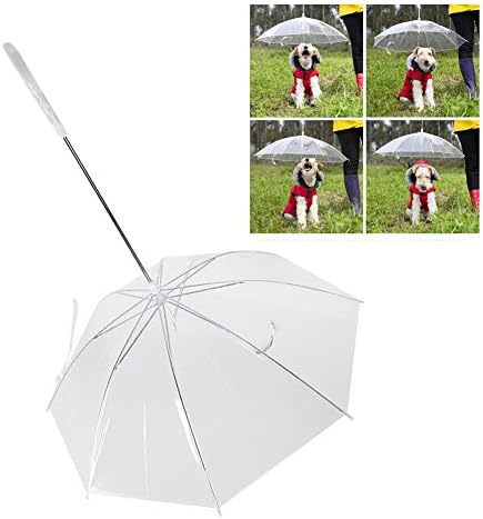 Çift Amaçlı PE Film Paslanmaz Çelik Kaburga, şeffaf Köpek Şemsiye Tasma Yağmur Geçirmez Pet Malzemeleri Çekme Halatı ile