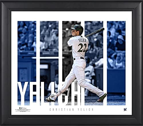 Christian Yelich Milwaukee Brewers Çerçeveli 15 x 17 Oyuncu Paneli Kolajı-MLB Oyuncu Plakları ve Kolajları