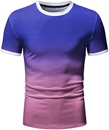 Xiloccer Mens Bahar Yaz Rahat Spor Colorblock Degrade Yuvarlak Boyun Kazak Kısa Kollu T Gömlek Erkekler ıçin Bir Shirt