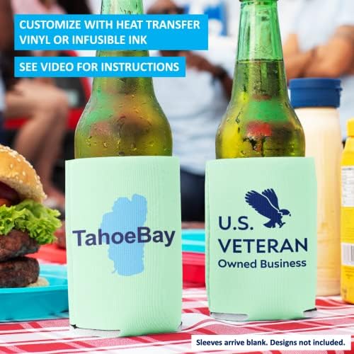 TahoeBay Boş Bira Can Soğutucular, Düz Toplu Katlanabilir Soda Kapak Coolies, DIY Kişiselleştirilmiş Süblimasyon Kollu Düğün