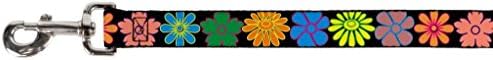 Tokalı Evcil Hayvan Tasması-Çiçekler Siyah / Çok Renkli-6 Fit Uzunluğunda-1,5 Genişliğinde