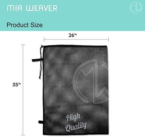 Mia Weaver Ağır Hizmet Tipi Büyük file çamaşır torbası Kilitli İpli Kapatma - 26 x 35 inç - Çamaşır Sepeti Astarı, Yıkanabilir