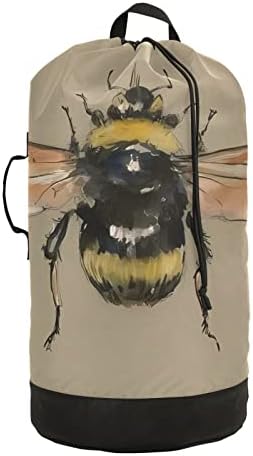 Sevimli Kabarık Bumblebee Böcek Arı çamaşır torbası Sırt Çantası Omuz Askıları ile Kirli Giysiler Organizatör Seyahat için