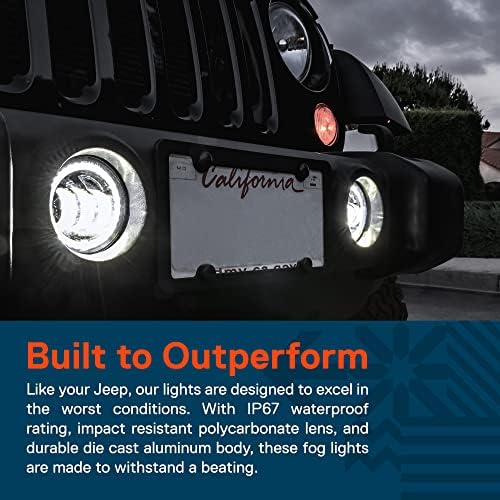 GERÇEK MODS 4 inç 60W LED Sis Farları Uyumlu w / Jeep Wrangler JK Sınırsız JKU Ön Tampon Aksesuarları 2007-2018 [HALO DRL]